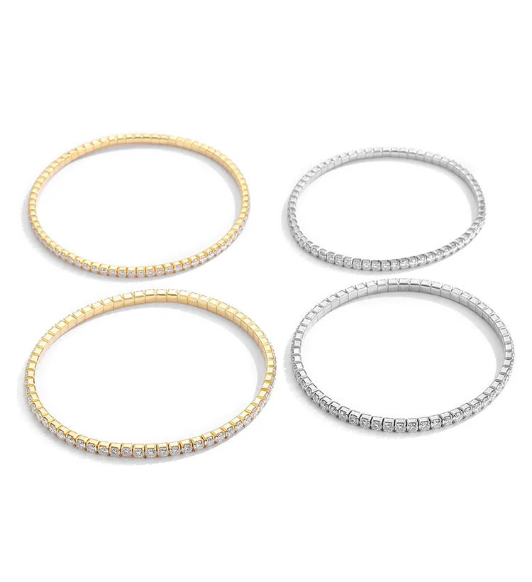 Butterflykiss 3.84-6.4ct D VVS1 Moissanite Tennis Bracelet 2.5mm/3mm S925 Sterling Silver Elastic Tennis Bracelets For Women Men