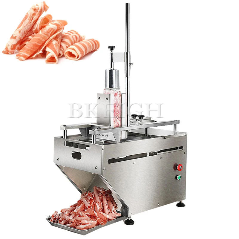 

Electric Bacon Pork Slicer Double Cut Frozen Lamb Beef Roll Cutting Machine