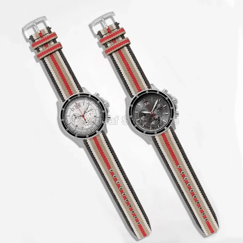 Para correa de reloj Burberry para hombre BU7600/7680, correa de reloj de cuero genuino de lona a cuadros Burberry, 22mm