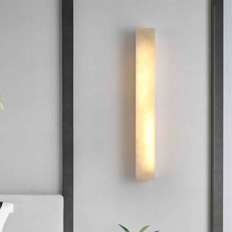 Modern Spanish marble LED wall lamp outdoor waterproof long strip wall lamp villa courtyard column head indoor lighting fixture