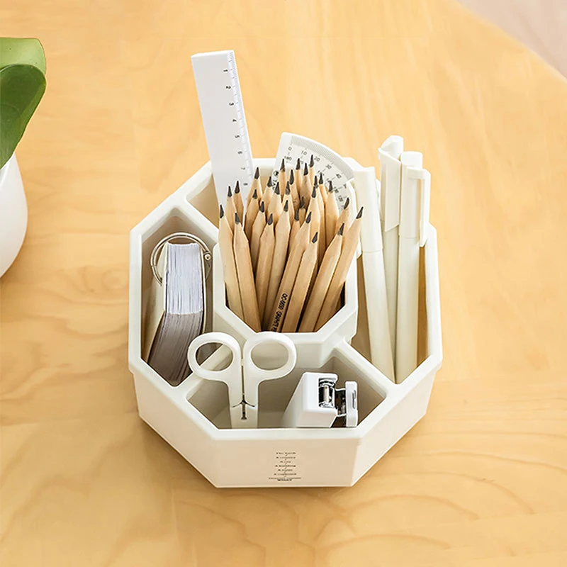 360° Rotating Pen Holder Desk Accessories Large Capacity Pencil Storage Box Desktop Organizer School Office Stationery