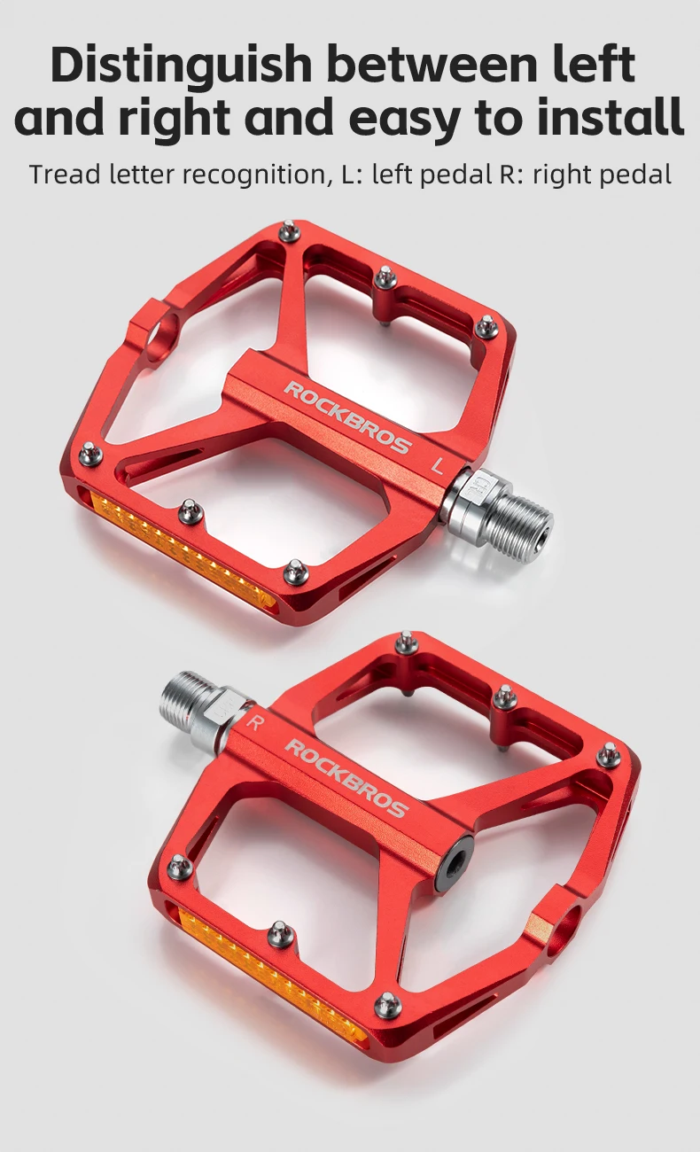 ROCKBROS Fahrradpedale, sparen Kraft, Aluminiumlegierung, rutschfest, MTB, Rennrad, Mountainbike, reflektierend, mit Kugellager, Fahrradzubehör – Detail 12