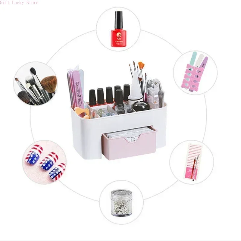 Organizador de plástico para arte em unhas, recipiente removedor de esmalte em gel, limpeza, almofada de algodão, caixa de armazenamento, acessórios, ferramenta de limpeza, desktop