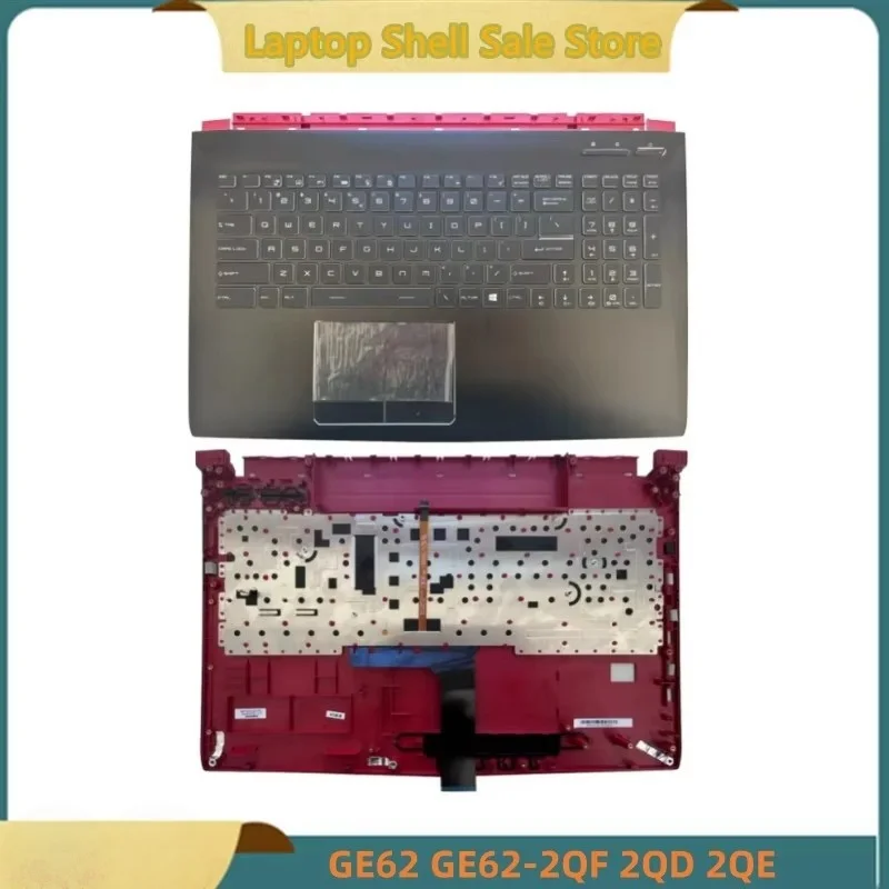 

New For GE62 GE62-2QF GE62-2QD GE62-2QE MS-16J2 MS-16JC Upper Case Palmrest Cover US Keyboard Colorful Backlit Metal Version