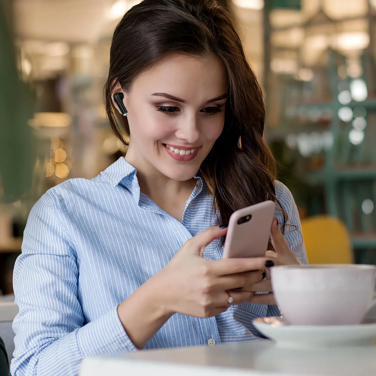 

Беспроводные наушники 5.3 с шумоподавлением, зарядным кейсом, длительным временем работы, спортивные наушники для тренировок