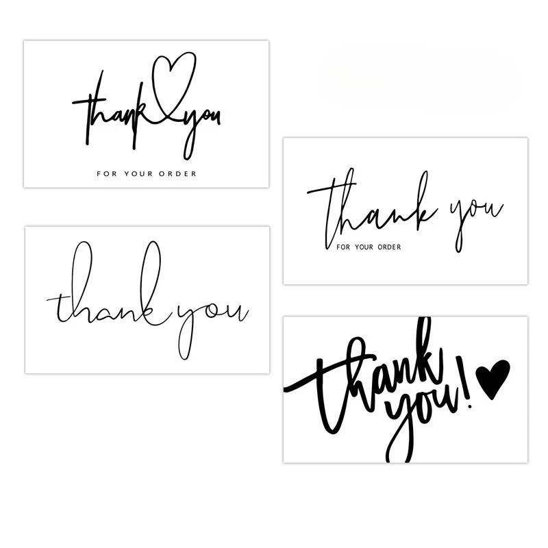 50pcs Copperplate Cards White Thank You Card Gift Card Simple Gift Wrap Anniversary Greeting Card Happy Birthday Gift Invitation