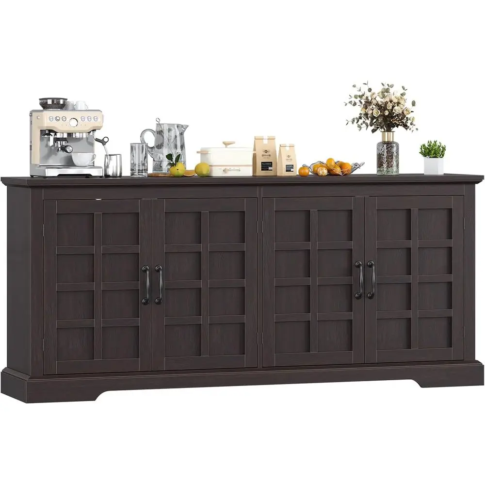 

Широкий буфет 70 см с местом для хранения и кофейной станцией, коричневый деревянный шкаф для кухни, столовой, гостиной