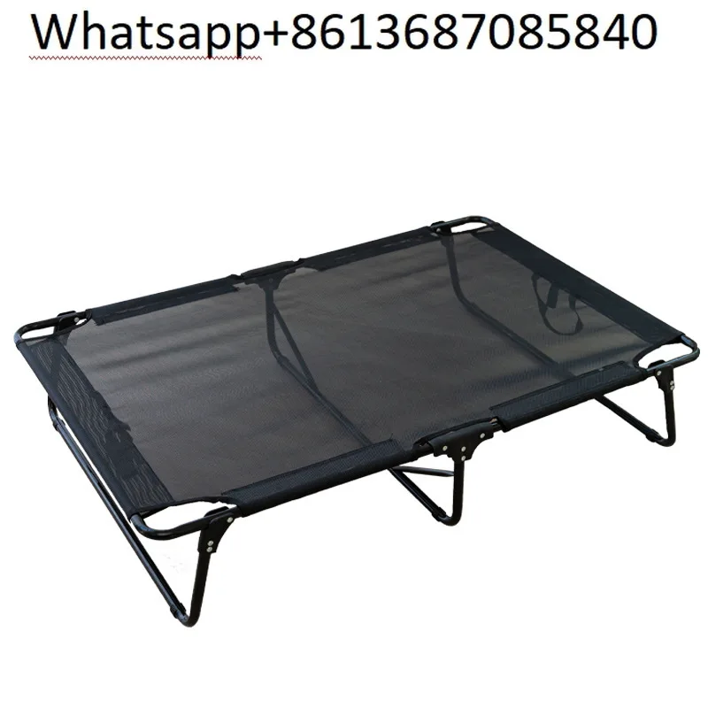 The dog is ground-safe and moisture-proof, and the camp bed is foldable