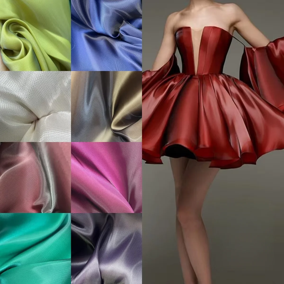 

New Water Light Satin Reflective TR Fabric Sewing Birthday Skirt High Party Small Dress High End Princess Dress Fabric