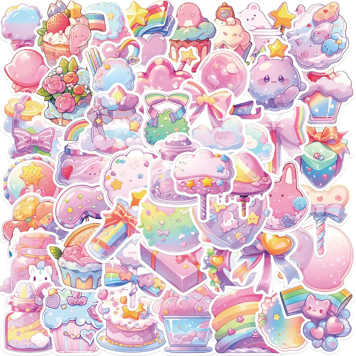 10/50PCS Kawaii Cartoon Colorful Dessert Candy Stickers Graffiti Laptop Bottle Box Luggage DIY Kids Gift Decoration Sticker Tpy