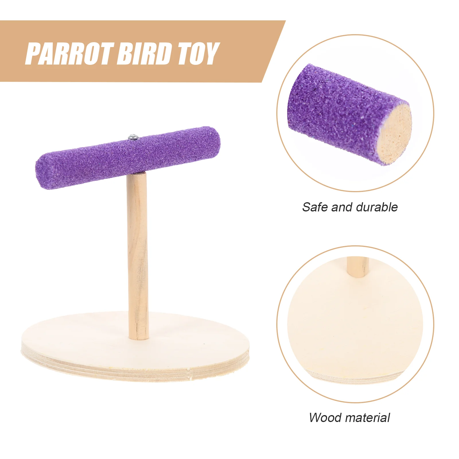 Parrot Stand Table Top Decor Bird Supply Wooden Plaything Accessory Office Perch Interesting Platform Decorative Toy