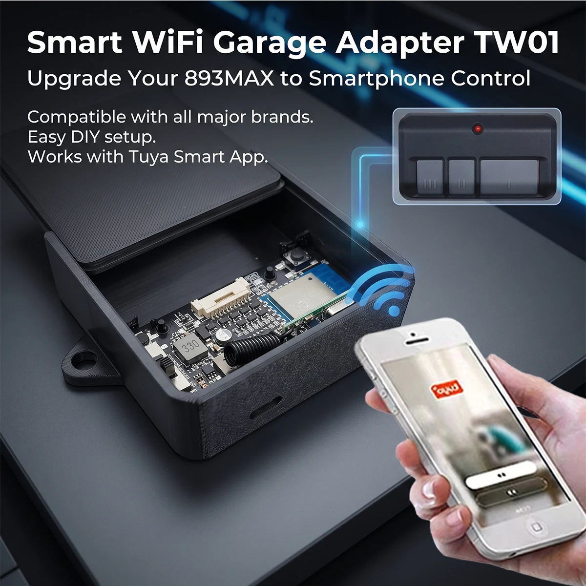 For 893MAX Wireless Remote Universal Wi-Fi adapter Box TW01, TUYA APP DIY Soldering, Used for Rolling Code, Rolling  Code,