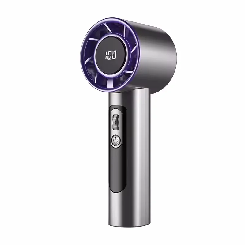 Xiaomi 2025 مروحة توربو محمولة F08 مع شاشة LED و100 تروس سرعة الرياح شحن USB مدفع الرياح الصغيرة عالية السرعة