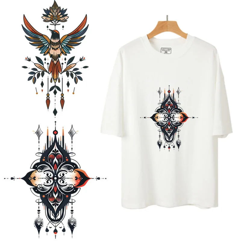 24cm Personalized Retro Pattern Clothing Heat Transfer Printing Stickers Swallow Bird DTF Ironing Printing Stickers Washable