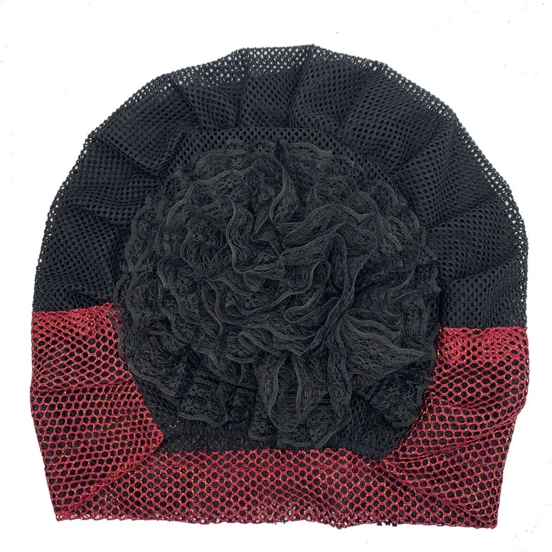 우아한 꽃 구슬 장식 여성 터번 모자 겨울 여성 무슬림 히잡 보닛 여성 헤드랩 캡 터번 여성용 항암 치료 모자