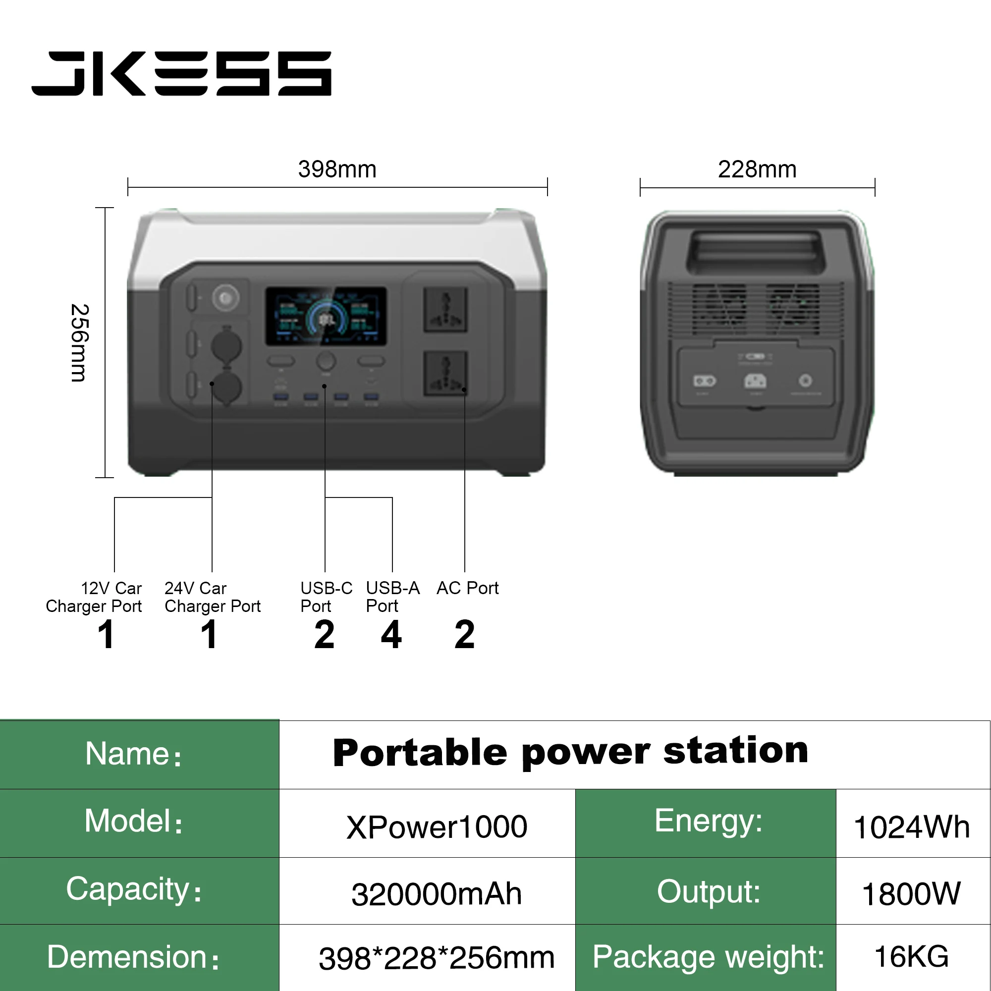 JKESS 1800W Centrale Elettrica Portatile Generatore Solare 1024Wh LiFePo4 Batterie 220V 110V Alimentazione di Accumulo di Energia Camper Camper RV