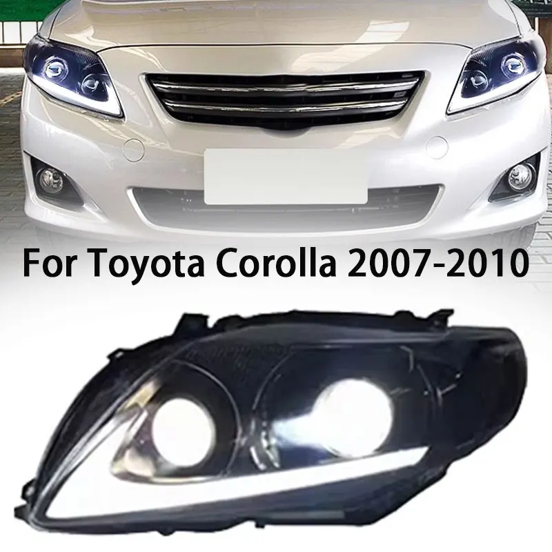 Car Head Lamp for Toyota Corolla LED Headlight 2007-2010 Headlights Corolla DRL Turn Signal High Beam Angel Eye Projector Lens