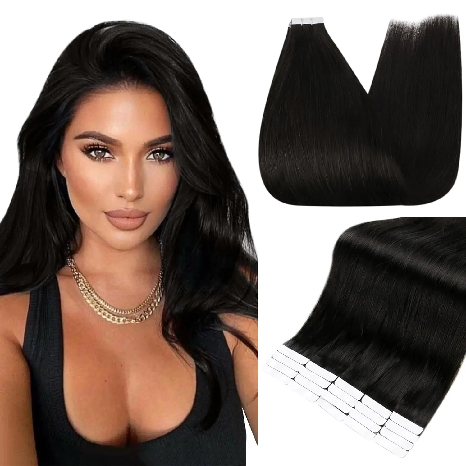 Full Shine Tape in Hair Extensions Human Hair Invisible Straight Double Sided Blonde Comfortable Natural Remy Tape ins For Women