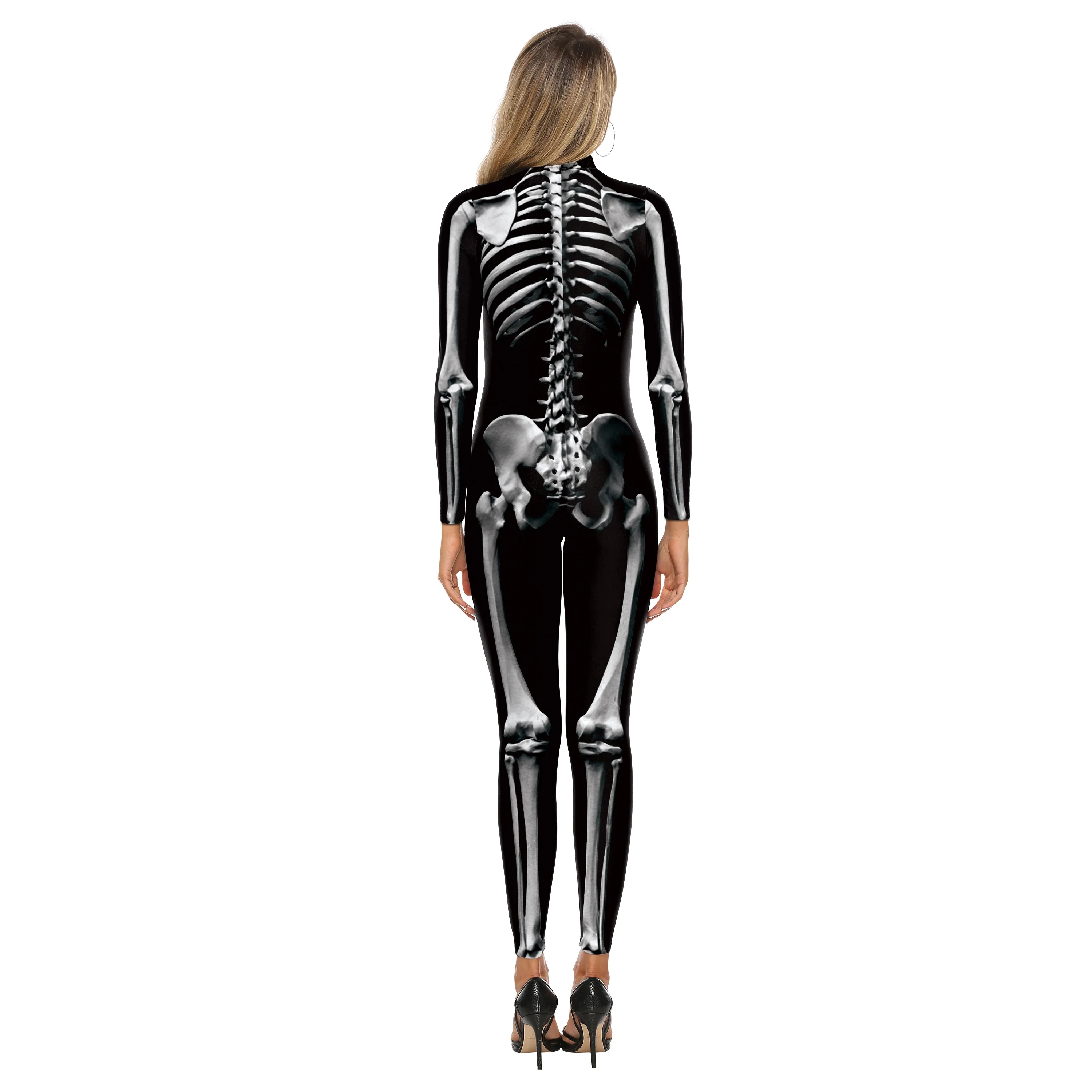 Disfraces de Halloween para mujer y adulto, mono con esqueleto, traje de fiesta de Zombies para mujer, traje Sexy Zentai