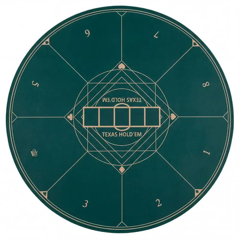 

Round Poker Mat for Texas Hold'em 40 inch Portable Foldable Anti-Slip Rubber Base Table Layout-Green