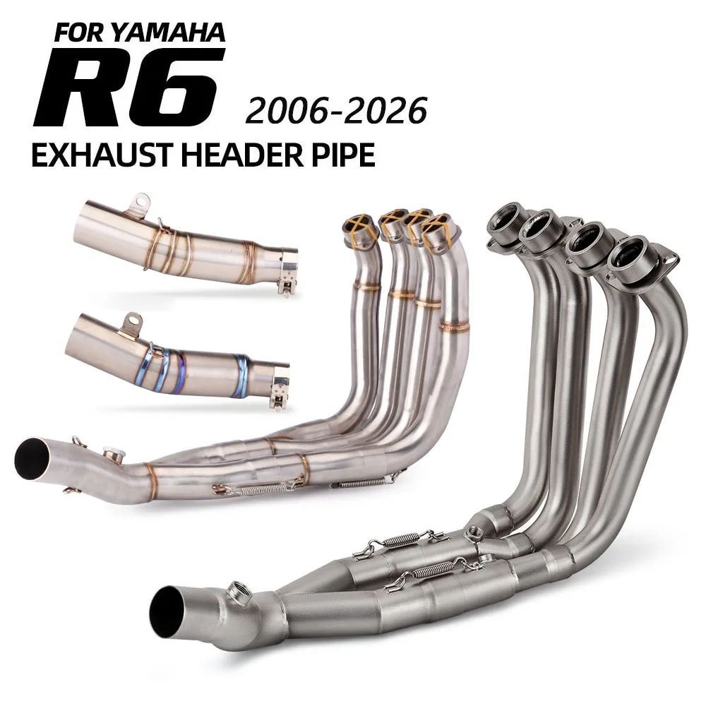 R6 Exhaust Front Link Pipe Kit For Yamaha YZF-R6 2006-2026 Motorcycle Exhausts Headers Tube Optional 51MM 60MM OEM Interface
