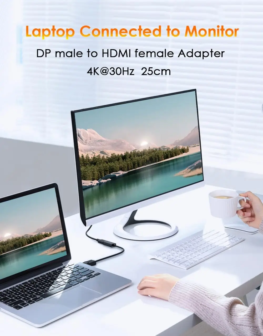 DisplayPort a Adaptador 4K, -PC Direccional DP 1.2 Macho a Pantalla 1.4 Hembra, DP a Convertidor Compatible con PC TV Monitor Pr