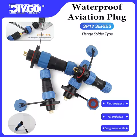 SP13 2/3/4/5/6/7/9 Pin Flange Type IP68 Aviation Waterproof Connector Male Female Plug Socket Welding Fast Cable Connectors