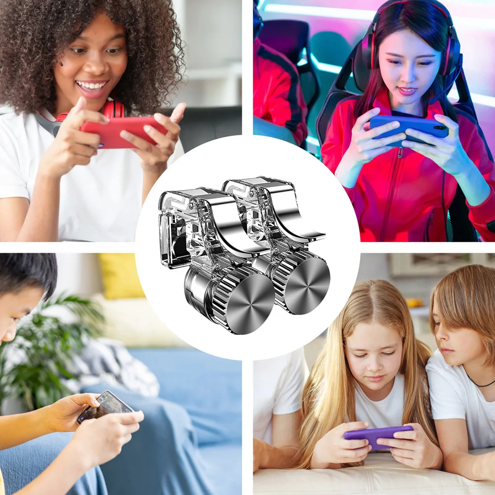 زوج واحد من مشغلات ألعاب الهاتف المتينة وحدات تحكم ألعاب الهاتف المحمول تصميم الزناد الدقيق سهل التركيب وسادات السيليكون غير القابلة للانزلاق القابلة للتعديل #2