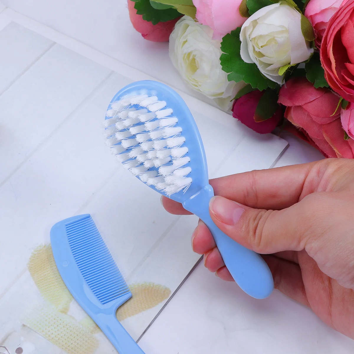 

Hair Washing Infant Care Newborn Brush Pink Girl Kit Baby Massage Haircut Comb Anti Static Durable Smooth Circular Tooth Design