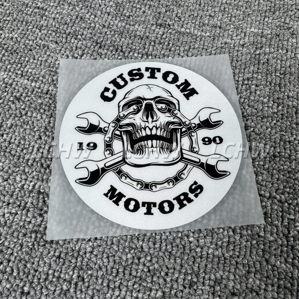 Custom MOTORS Skull Stickers 1990 Chain Wrench Repair HOT ROD Decal Car Styling Vinyl Tape Auto Truck Motorbike Graphics