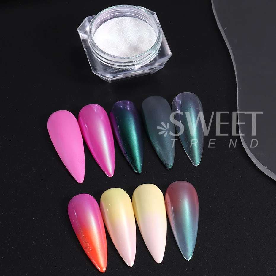 6 stücke Fee Einhorn Chrom Nagel Glitter Pulver Meerjungfrau Aurora Spiegel Pigment Glimmer Regenbogen Gel Polnisch Staub Dekor Maniküre Flash