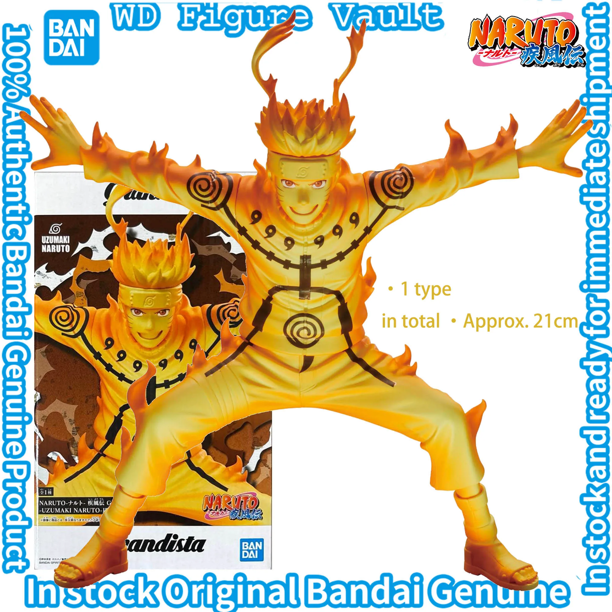 

Bandai Officially Licensed Naruto Shippuden Grandista-UZUMAKI NARUTO 2 Figures Anime Model Genuine Boxed Toy Gift