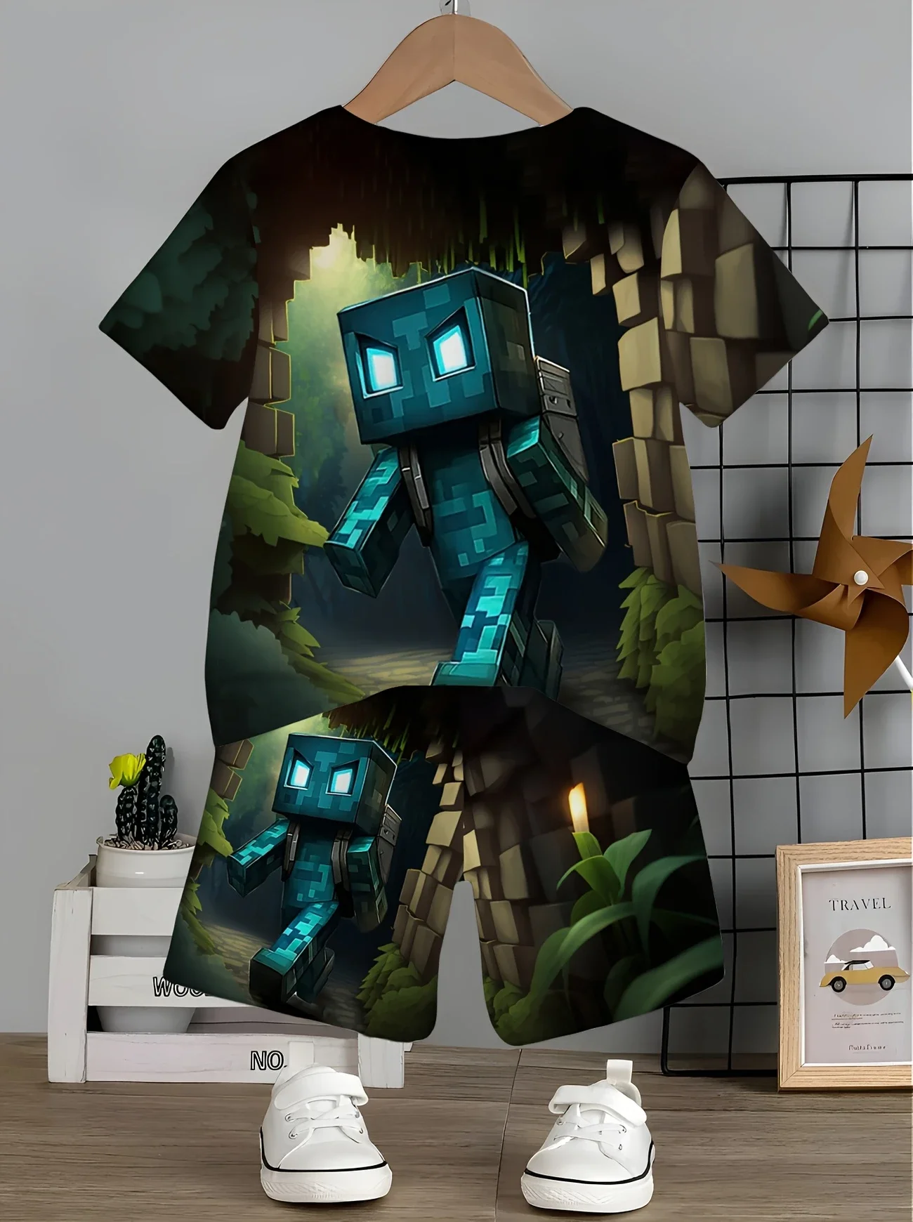 2025 Summer Men's Fashionable 3D Printed Short Sleeved T-shirt and Shorts, Essential for Outdoor Activities