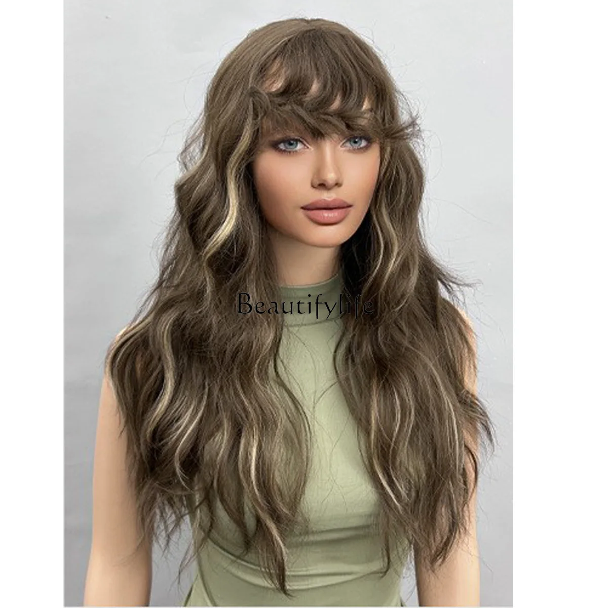 Highlights Medium Section Long Curly Hair Women's Fiber Products Heat Resistant Wig