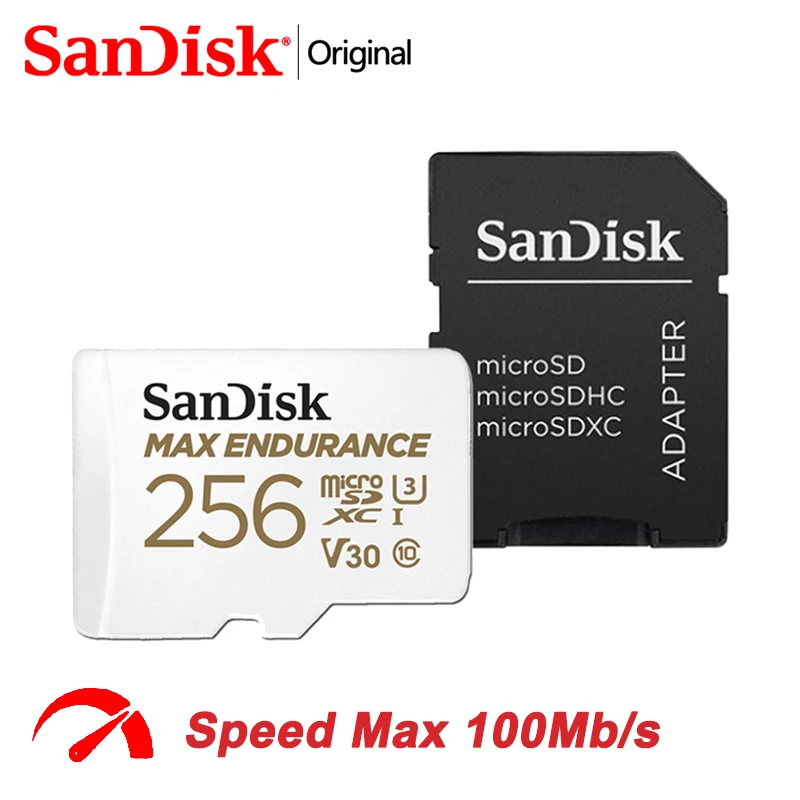 بطاقة ذاكرة SanDisk MAX ENDURANCE microSD 256GB 128GB 64GB 32GB بطاقة ذاكرة U3 4K Full HD لمسجلات القيادة وكاميرا المراقبة