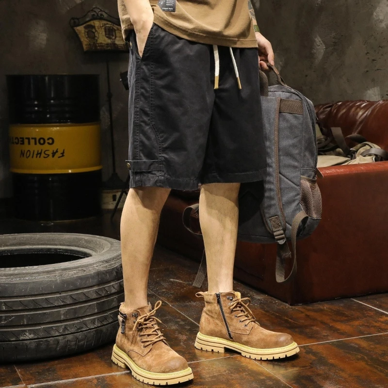 

2026 New Vintage Cargo Shorts Men Summer Cotton Casual Shorts American Retro Mid Length
