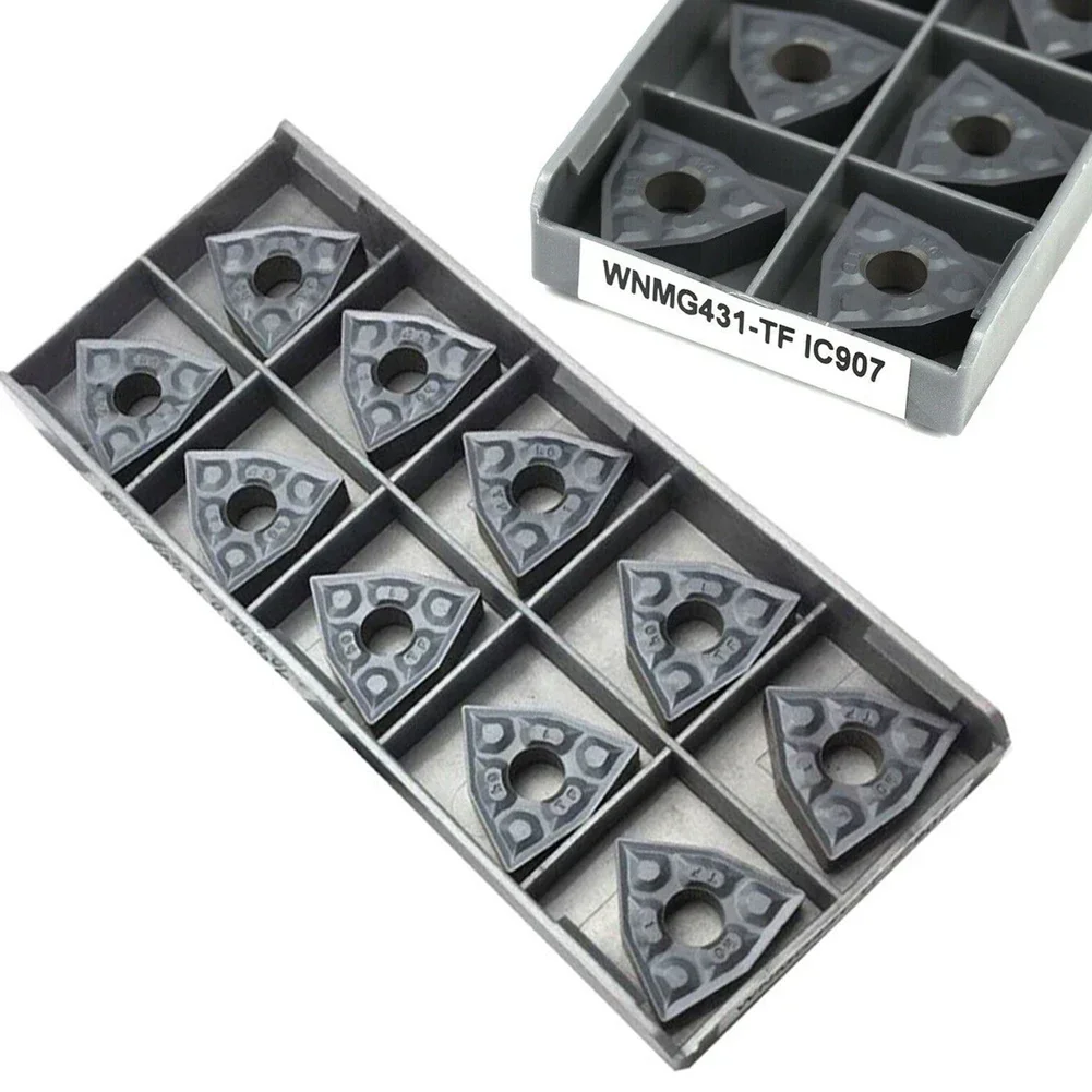 Cuchillas de inserción de piezas de 10 WNMG080404-TF, herramientas de corte de carburo CNC IC907 WNMG431-TF, accesorios de herramientas de torneado metalúrgico