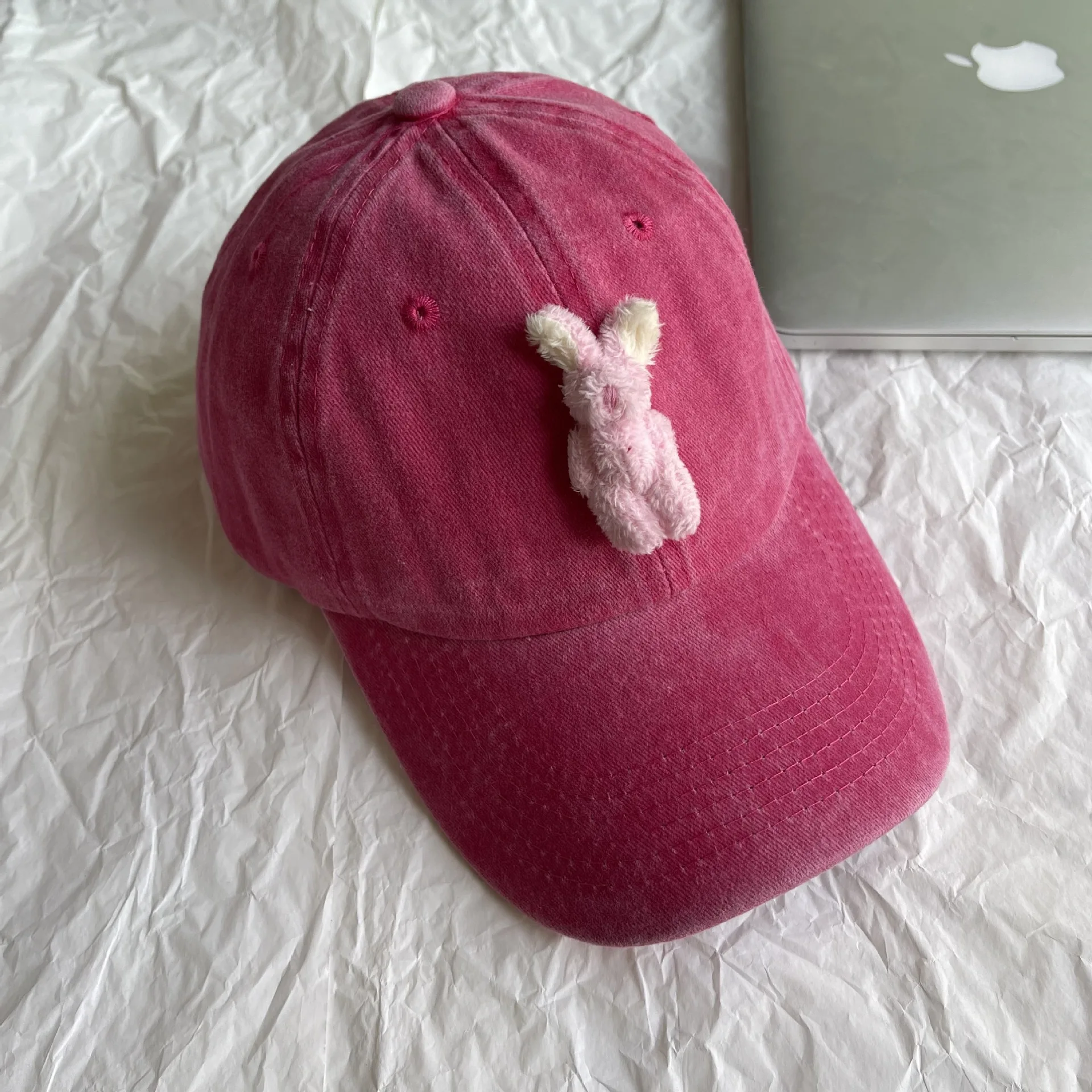 Pink Doll Baseball Hat Women's Big Headed Duck Tongue Hat Soft Top Cute Brown Bear Hat Trendy Face Small