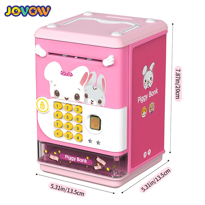 Bank Toy Electronic Mini ATM Savings Machine Money Coin Bank Password Simulate Fingerprint Unlocking with Music for Kids