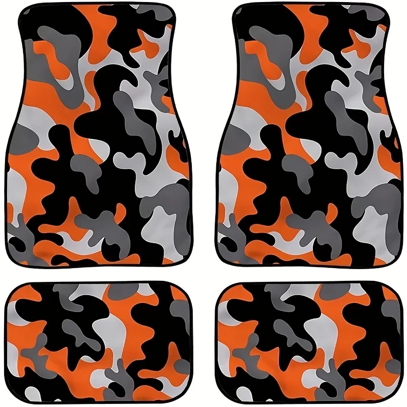 4pcs All-Weather Heavy-Duty Camouflage Car Floor Mats With Non-Slip Rubber Backing, Fit For SUVs & Trucks (Driver/Passenger/Rear