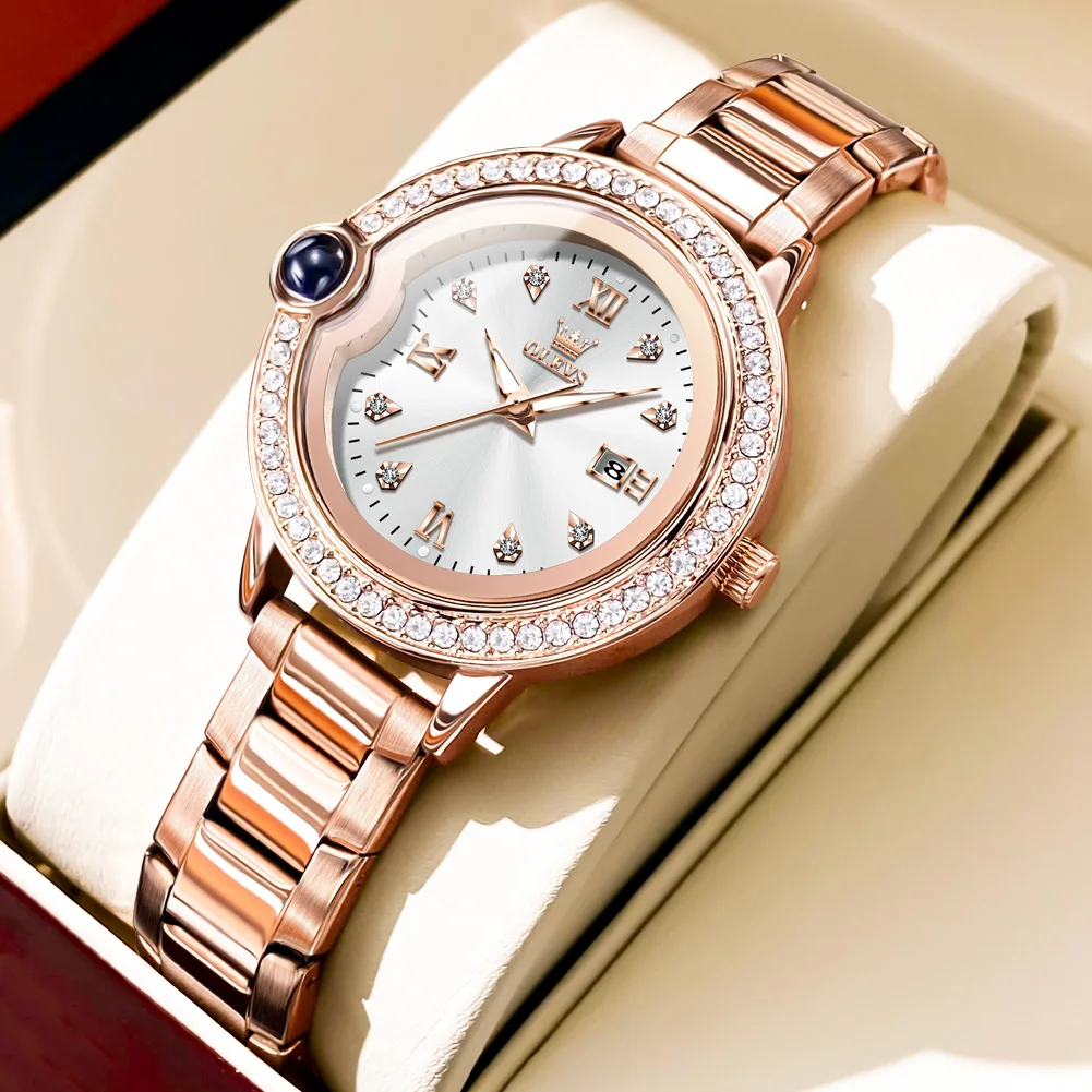 

OLEVS Classic Women Rose Gold Top Brand Luxury Dress Business Fashion Casual Waterproof Watches Quartz Calendar Wristwatch