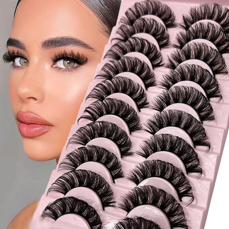 Russische Streifenwimpern 10 Paar Flauschige Kunstnerzwimpern 3D Falsche Wimpern Russische Volumen-Wimpern Künstliche Wimpern Giveaway Make-up – Detail 1