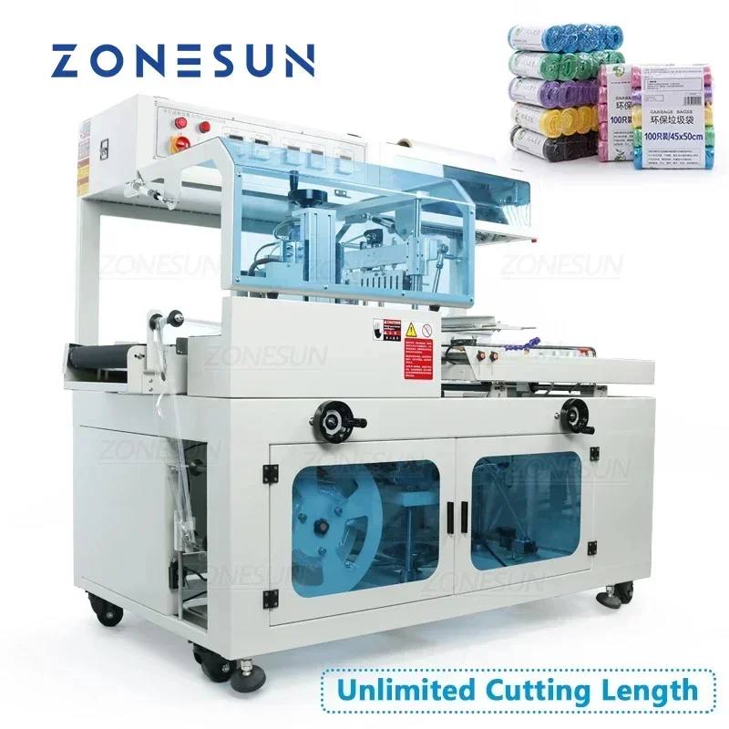 ZONESUN Side Sealing Cutting Machine Automatic Shrink Film Wrapping Cosmetics Book Food Drink Software Packaging Machine