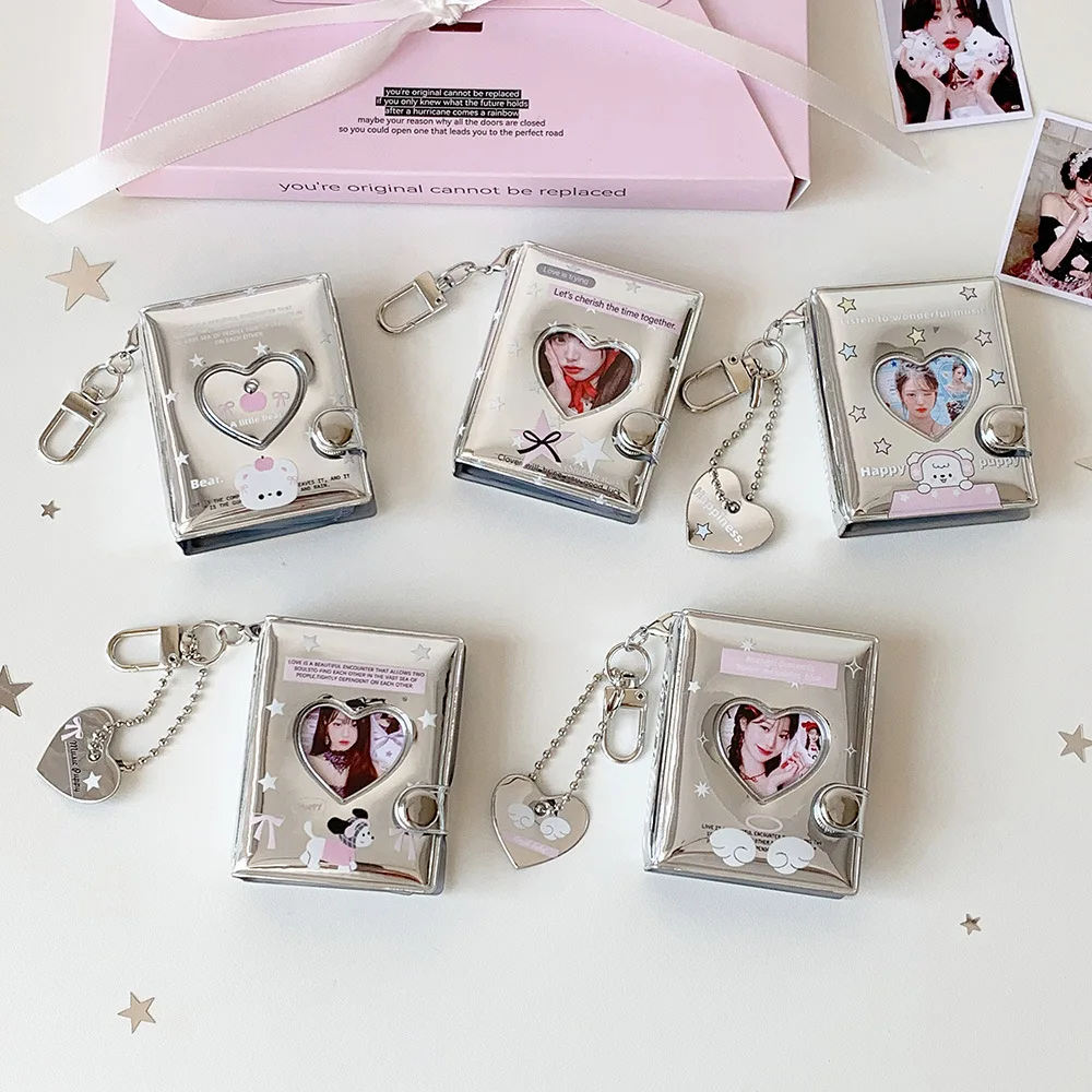 

High Appearance Silver Glossy Cartoon Mini Album Student Headshot ID Photo Storage Book Star Chasing Small Card Book Card Holder