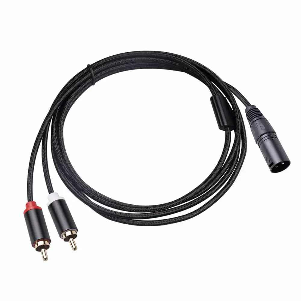 1M Male to 2 XLR 3Pin Male Audio Cable Unbalanced for Mixer Mic Amplifier Recorder