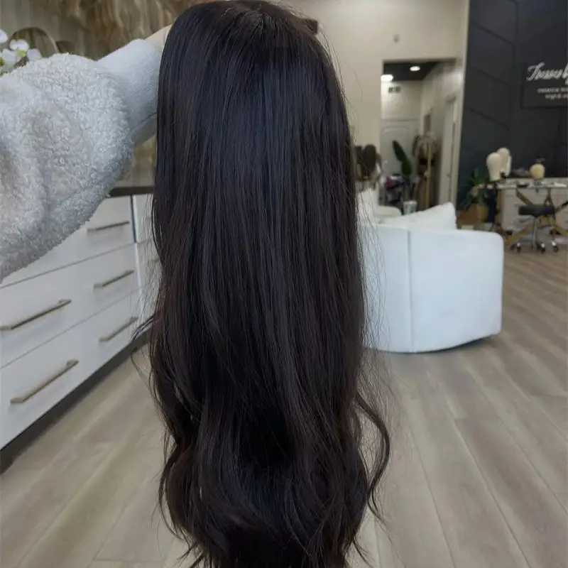 Realistic Preplucked Hairline Wigs Dark Brunette Brown Wig Swiss HD Trabsparent Lace Front Wig Small Large Size Cap for Women