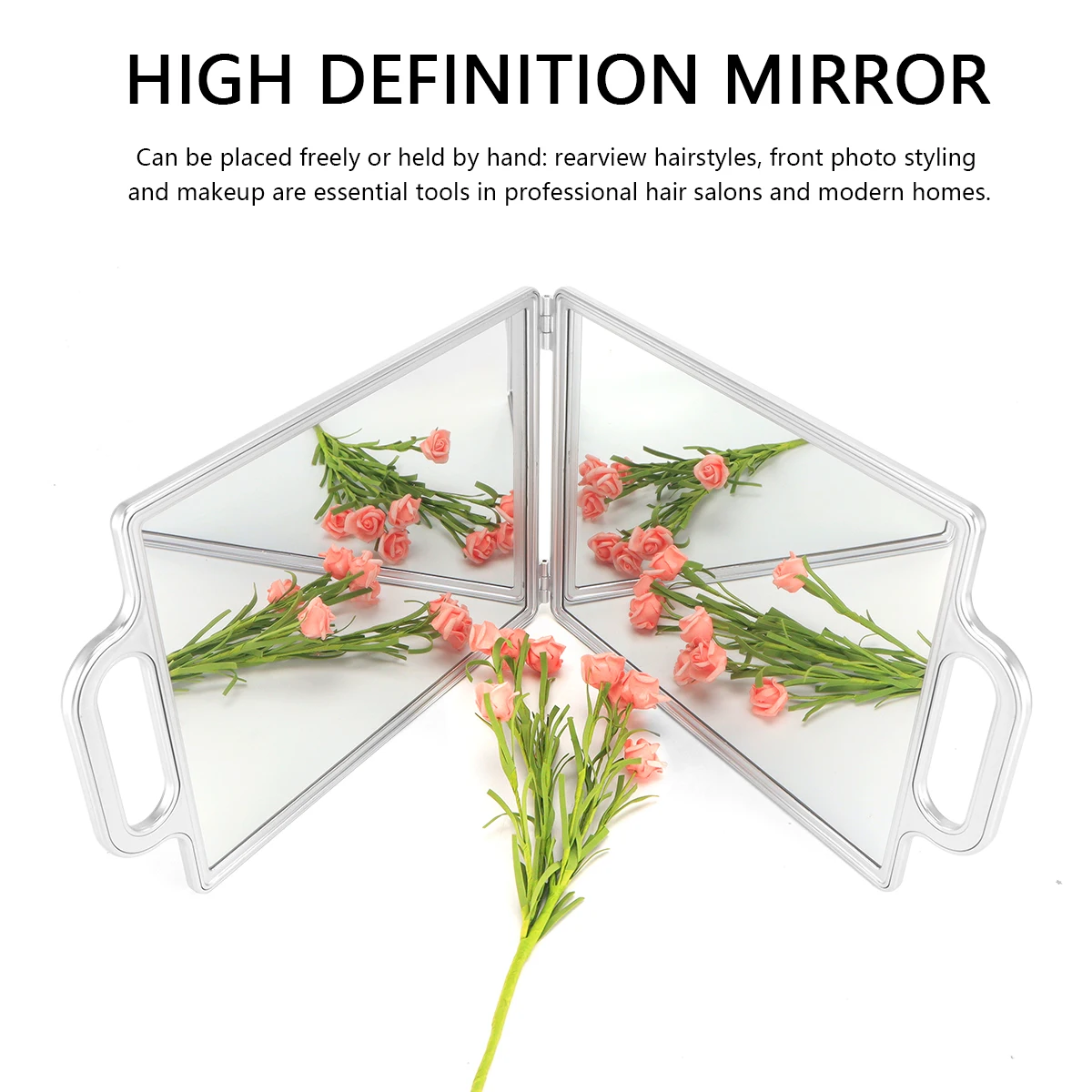 Hairdressing Handheld Large Mirror Comfortable Black Coating Mirror Beauty Makeup Hairdresser Household Looking Glass 20023