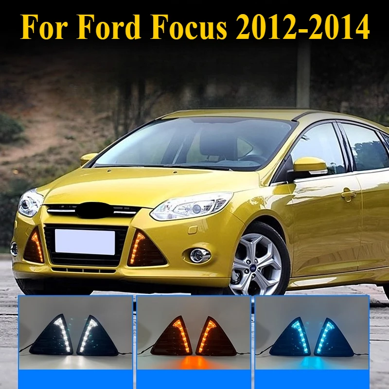 

​​For Ford Focus 2012-2014: Tri-Color LED DRL Fog Lights -Sequential Turn Signals & IP67 Waterproof (Plug & Play)​
