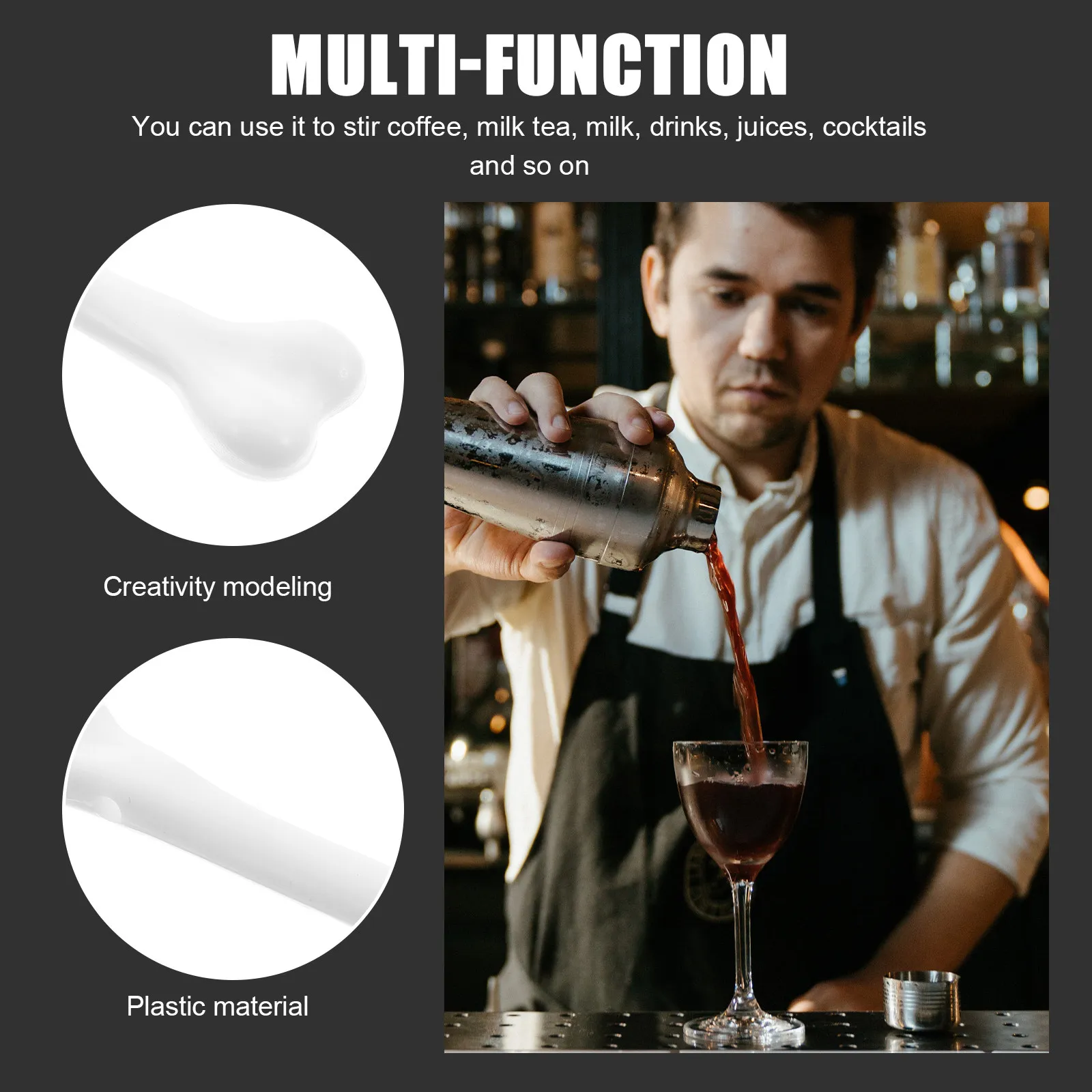 

50Pcs Halloween Bone Shaped Stirring Rod Plastic Cocktail Mixing Sticks Coffee Juice Wine Bar Beverage Swizzle Stick