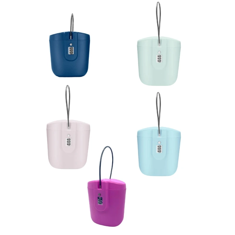 E65E Travel Security Lock Box with 3-Number Combination Lock, Cable Carry and Hard ABS Shell for Phone, Cards and Cash